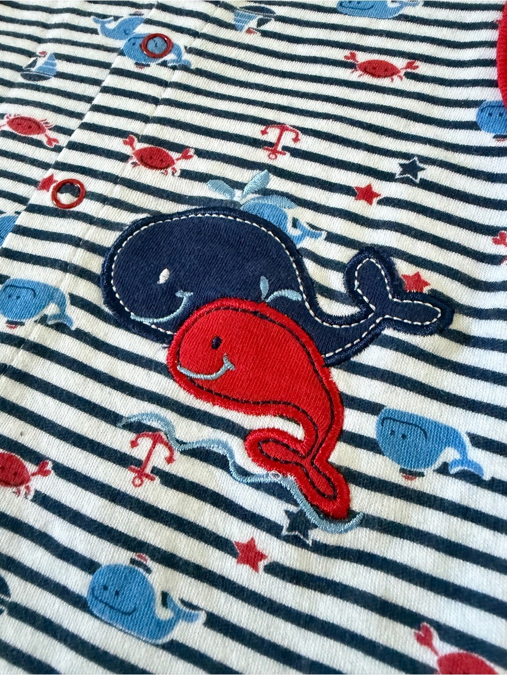 Quacker Jack Red, White, & Blue Beachy Baby Romper - Picture 2 of 5